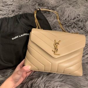 Brand new Saint Laurent small Loulou dark beige